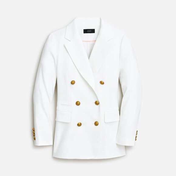 J.Crew Bristol Blazer in White Stretch Linen Double-Breasted Jacket Blazer - Picture 1 of 8